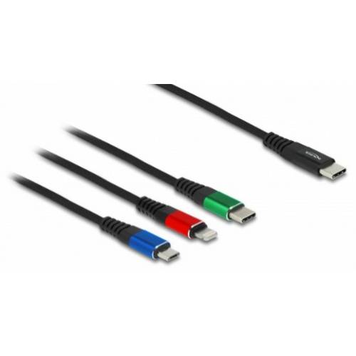 Thumbnail - Delock USB-Ladekabel USB 2.0 USB-C® Stecker, USB-C® Stecker, USB-Micro-B Stecker, Apple Lightning Stecker 1.00 m Schwarz...