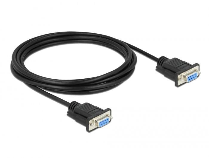 Ein schwarzes VGA-Kabel mit zwei Steckern, meist verwendet zur Verbindung von Computern oder Monitoren für die Videoübertragung.