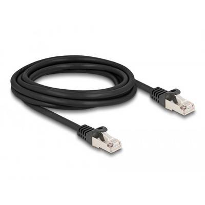 Schwarzes Ethernet-Kabel mit zwei RJ45-Steckern.