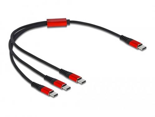 Delock USB-Ladekabel USB 2.0 USB-C® Stecker, USB-C® Stecker, USB-C® Stecker, USB-C® Stecker 0.30 m Schwarz, Rot 86712