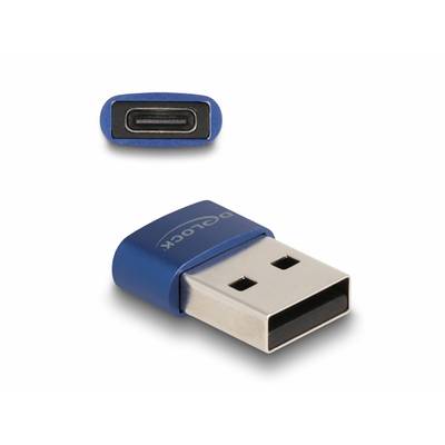 USB Adapter mit USB-Anschluss auf der einen Seite und USB-C-Anschluss auf der anderen Seite, in blauer Hülle.
