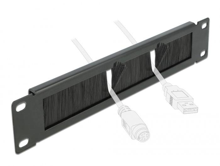 Delock 66287 10 Zoll Netzwerkschrank-Bürstenleiste Schwarz-3
