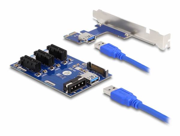 Delock 41442 Riser-Karte PCIe, SATA, USB-A (USB 3.2 Gen 1) PCIe