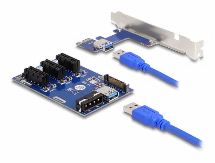 Delock 41442 Riser-Karte PCIe, SATA, USB-A (USB 3.2 Gen 1) PCIe-1