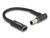 Ein schwarz geflochtenes USB-C auf Power-Stecker Adapterkabel, angewinkelt, geeignet zum Anschluss von Geräten mit unterschiedlichen Anschlüssen.