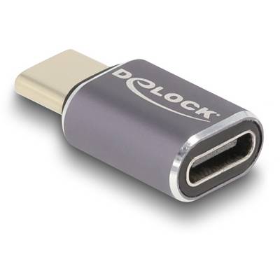 USB-C-Adapter von Delock, metallisches Gehäuse mit schwarzer Oberfläche. Eignet sich zum Umwandeln von USB-C auf anderen Anschluss.