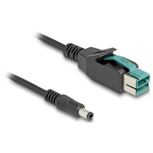 Thumbnail - Delock USB-Stromkabel PoweredUSB 12V Stecker, DC Stecker 5,5 mm 1.00 m Schwarz PVC-Mantel, doppelt geschirmt 80495