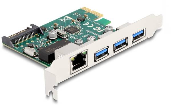 Delock 90105 PCI-Express Karte RJ45, USB-A (USB 3.2 Gen 1) PCIe