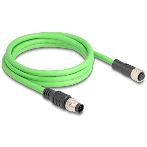 Thumbnail - Delock 80402 M12 Netzwerkkabel, Patchkabel SF/UTP 2.00 m Grün 1 St.
