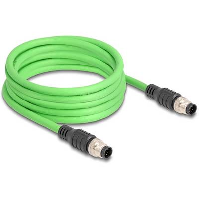 Ein grünes, koaxiales Kabel mit zwei schwarzen Steckern an den Enden, aufgerollt dargestellt.