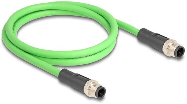 Thumbnail - Delock 80416 M12 Netzwerkkabel, Patchkabel SF/UTP 1.00 m Grün 1 St.