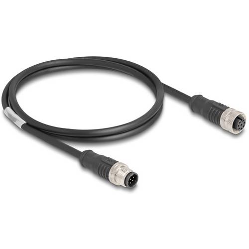 Delock 80803 M12 Netzwerkkabel, Patchkabel CAT 5e S/FTP 1.00 m Schwarz 1 St.