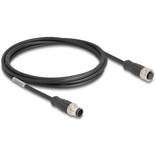 Delock 80804 M12 Netzwerkkabel, Patchkabel CAT 5e S/FTP 2.00 m Schwarz 1 St.
