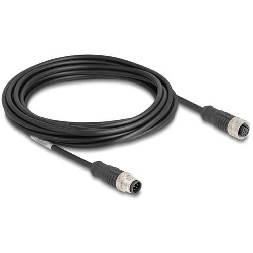 Delock 80805 M12 Netzwerkkabel, Patchkabel CAT 5e S/FTP 5.00 m Schwarz 1 St.