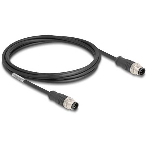 Delock 80807 M12 Netzwerkkabel, Patchkabel CAT 5e S/FTP 2.00 m Schwarz 1 St.