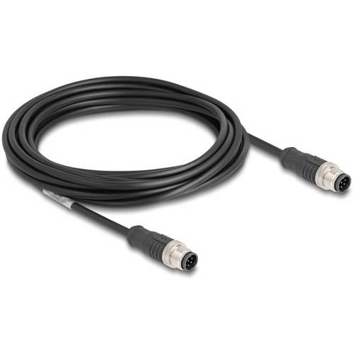 Delock 80808 M12 Netzwerkkabel, Patchkabel CAT 5e S/FTP 5.00 m Schwarz 1 St.