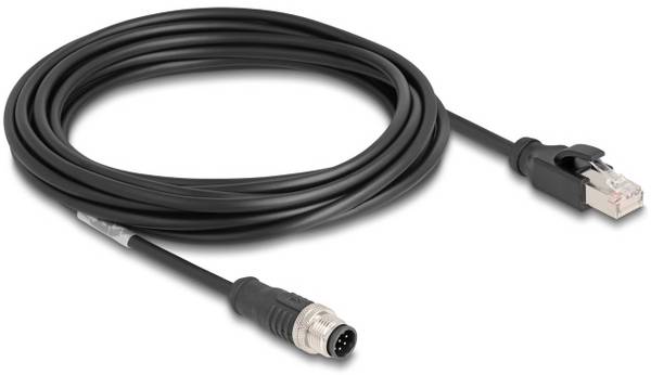 Delock 80811 RJ45 / M12 Patchkabel CAT 5e S/FTP 5.00 m Schwarz  1 St.