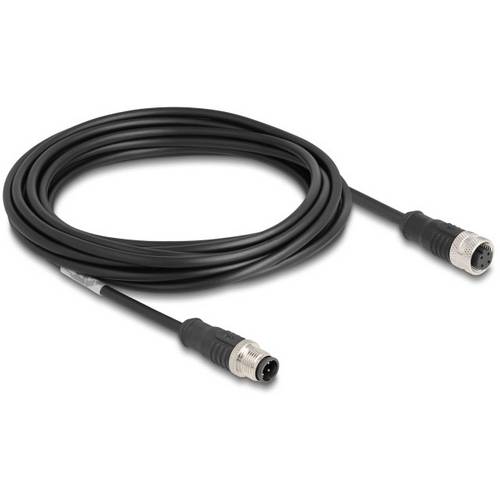 Delock 80846 M12 Netzwerkkabel, Patchkabel CAT 5e S/FTP 5.00 m Schwarz 1 St.
