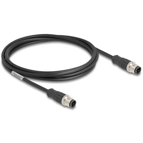 Thumbnail - Delock 80848 M12 Netzwerkkabel, Patchkabel CAT 5e S/FTP 2.00 m Schwarz 1 St.