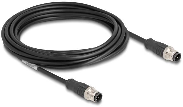 Delock 80849 M12 Netzwerkkabel, Patchkabel CAT 5e S/FTP 5.00 m Schwarz 1 St.