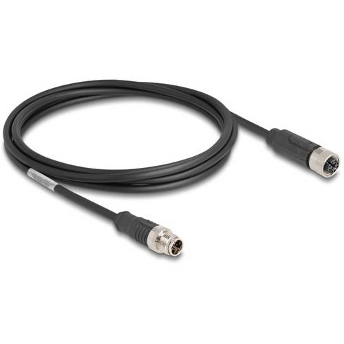 Thumbnail - Delock 80861 M12 Netzwerkkabel, Patchkabel CAT 5e S/FTP 2.00 m Schwarz 1 St.