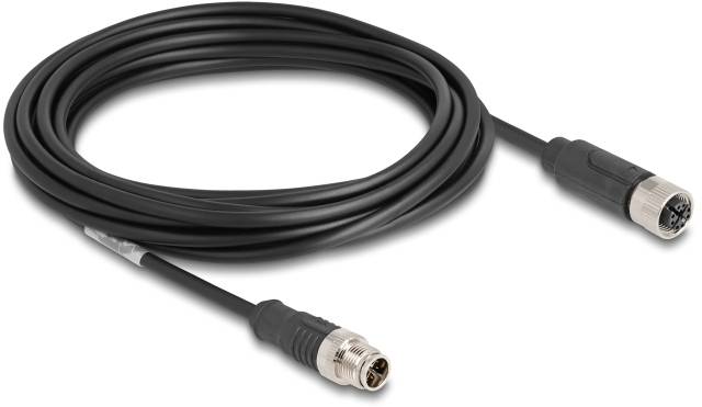 Delock 80862 M12 Netzwerkkabel, Patchkabel CAT 5e S/FTP 5.00 m Schwarz 1 St.