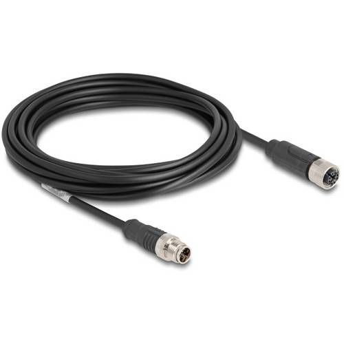 Delock 80862 M12 Netzwerkkabel, Patchkabel CAT 5e S/FTP 5.00 m Schwarz 1 St.