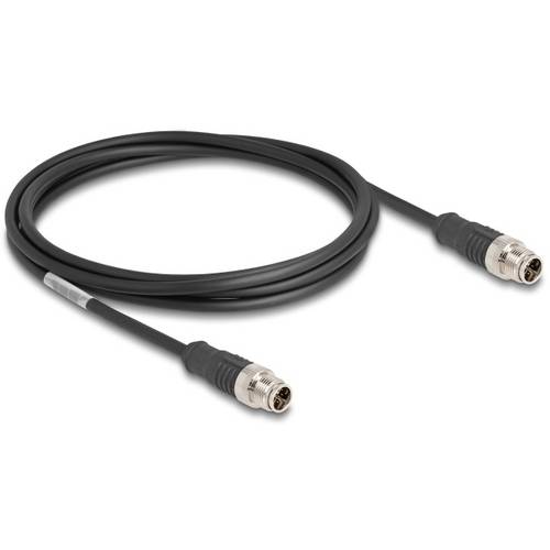 Thumbnail - Delock 80864 M12 Netzwerkkabel, Patchkabel CAT 5e S/FTP 2.00 m Schwarz 1 St.