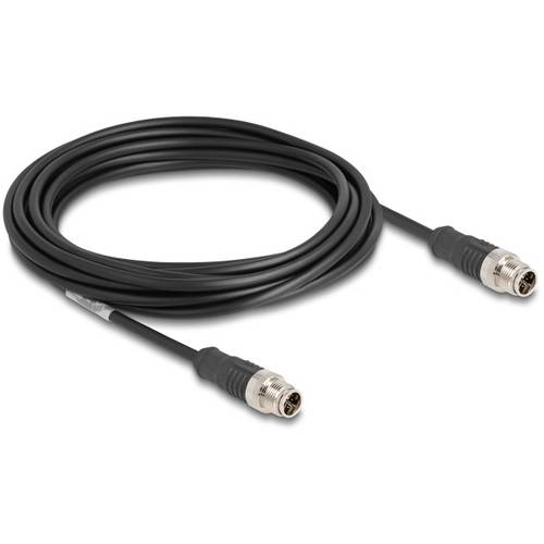 Delock 80865 M12 Netzwerkkabel, Patchkabel CAT 5e S/FTP 5.00 m Schwarz 1 St.
