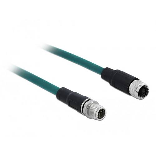 Delock 85421 M12 Netzwerkkabel, Patchkabel CAT 6a S/FTP 1.00 m Türkis 1 St.