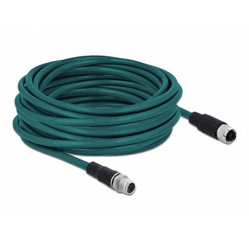Delock 87844 M12 Netzwerkkabel, Patchkabel CAT 6a S/FTP 10.00 m Türkis 1 St.