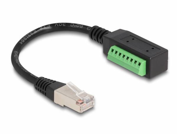 Delock 66052 RJ45 Patchkabel CAT 5e 0.22 m Schwarz, Grün mit Verlängerungskabel 1 St.