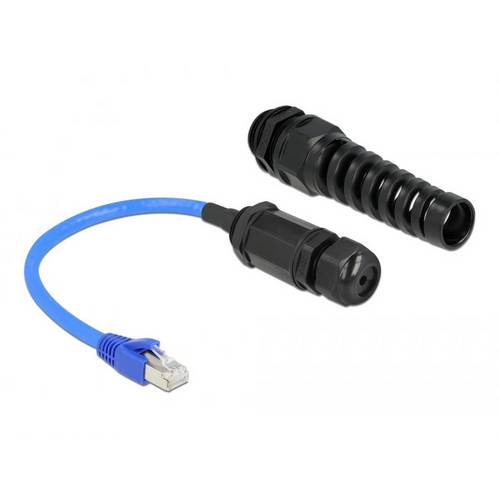 Thumbnail - Delock 66809 RJ45 Netzwerkkabel, Patchkabel CAT 6 SF/UTP 0.25 m Schwarz, Blau 1 St.