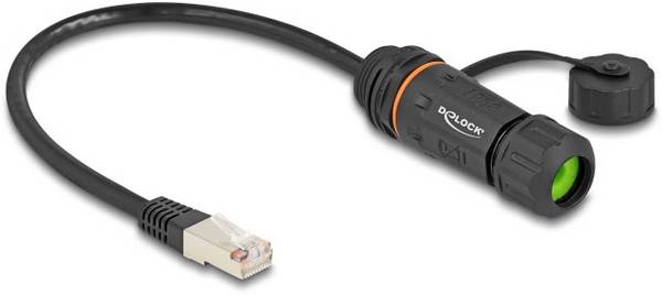 Delock 88147 RJ45 Patchkabel CAT 6a S/UTP 0.25 m Schwarz Wasserdicht 1 St.