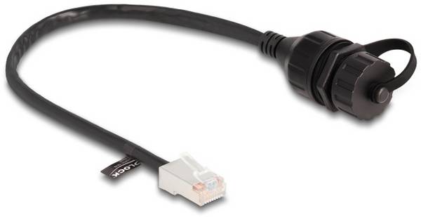 Delock 88012 RJ45 Patchkabel CAT 5e F/UTP 0.25 m Schwarz Wasserdicht 1 St.