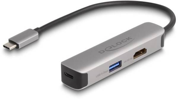 Delock USB 2.0 Adapter [3x USB-C® Stecker - 1x USB-A Buchse, USB-C® Buchse (Power Delivery), HDMI-Buchse] 61060 0.2 m