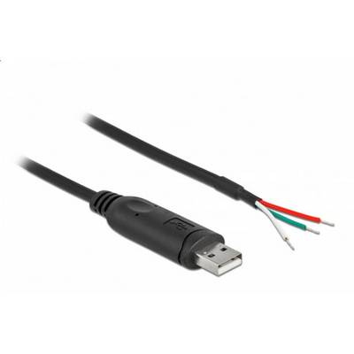 Ein USB-Kabel mit einem Stecker auf der einen Seite und abisolierten Kabelenden auf der anderen Seite zur freien Verkabelung.