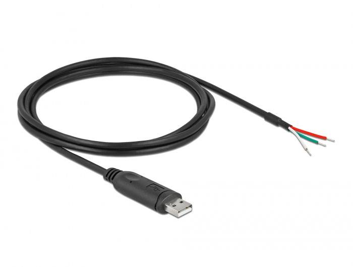 USB-Kabel mit Stecker auf der einen Seite und offenen Kabelenden auf der anderen, geeignet für elektrische Reparaturen oder Anpassungen.