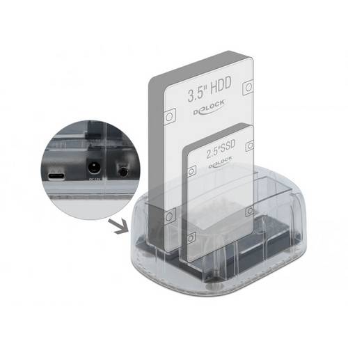Thumbnail - Delock 64090 USB-C®, SATA 6 Gb/s, DC-Buchse 3.5 mm Festplatten-Dockingstation mit USB Hub