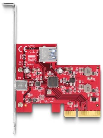 Delock 90158 PCI-Express Karte USB-A (USB 3.2 Gen 2), USB-C® PCIe-3