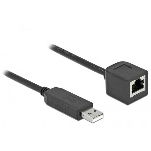 Thumbnail - Delock USB-A zu RJ45 Adapterkabel USB 2.0 USB-A Stecker, RJ45 0.25 m Schwarz 64162