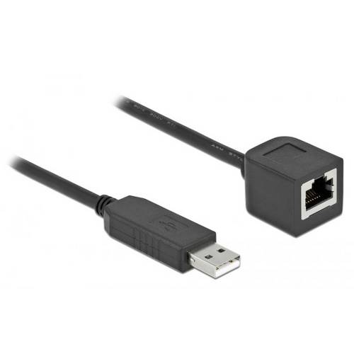 Thumbnail - Delock USB-A zu RJ45 Adapterkabel USB 2.0 RJ45, USB-A Stecker 0.50 m Schwarz 64163