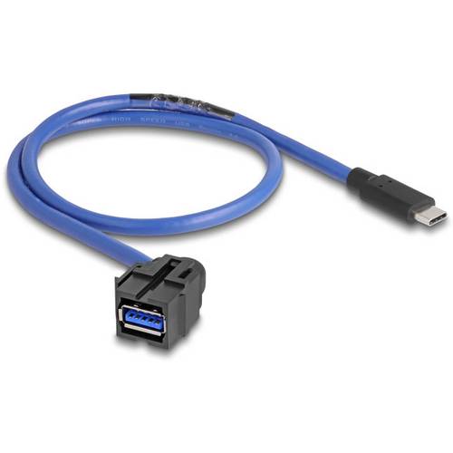 Delock USB-Kabel USB-A Stecker, USB-C® Stecker 0.50 m Schwarz, Blau 88156