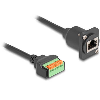 RJ45-Netzwerkkabeladapter neben einem Schraubklemmenblock-Adapter mit farblich kodierten Anschlüssen zum Verbinden von Netzwerkkabeln.
