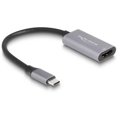 USB-C-zu-HDMI-Adapter, grau, mit einem kurzen Kabel. Ideal zum Verbinden moderner Geräte mit HDMI-fähigen Bildschirmen für 4K-Übertragung.