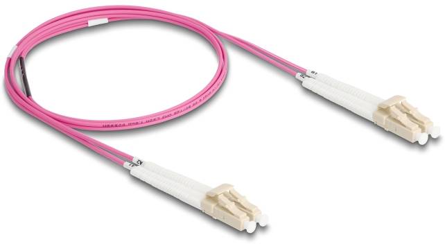Delock 88087 Glasfaser LWL Anschlusskabel 1 m Violett [1x LC-Stecker - 1x LC-Stecker] 50/125 µ Multimode OM4-2