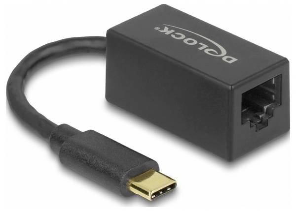 Delock USB-C®, RJ45 Adapter [1x USB-C® Stecker - 1x RJ45-Buchse] 66043 9 cm mit LED