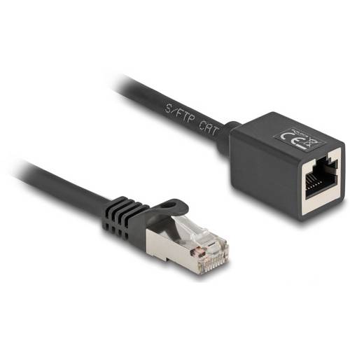 Delock 88052 RJ45 Netzwerkkabel, Patchkabel CAT 6a S/FTP 0.50 m Schwarz 1 St.
