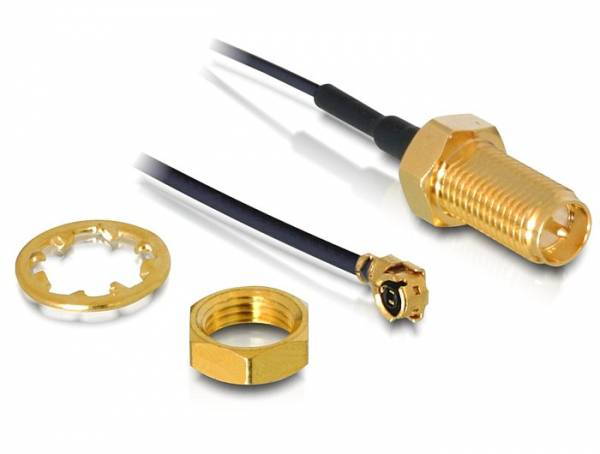 Thumbnail - Delock WLAN-Antennen Anschlusskabel [1x RPSMA-Buchse - 1x IPEX-Stecker] 0.2 m Schwarz