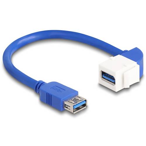 Delock USB-Kabel USB 3.2 Gen1 USB-A Stecker, USB-A Buchse 0.20 m Blau, Weiß 86964